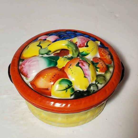 Gold Castle Fruit Trinket Box Japan Vintage - Picture 5 of 9